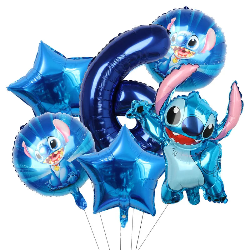 Kit de Ballons d'Anniversaire Stitch - Chiffres Bleus (1 à 13) - Pack de 6 Ballons