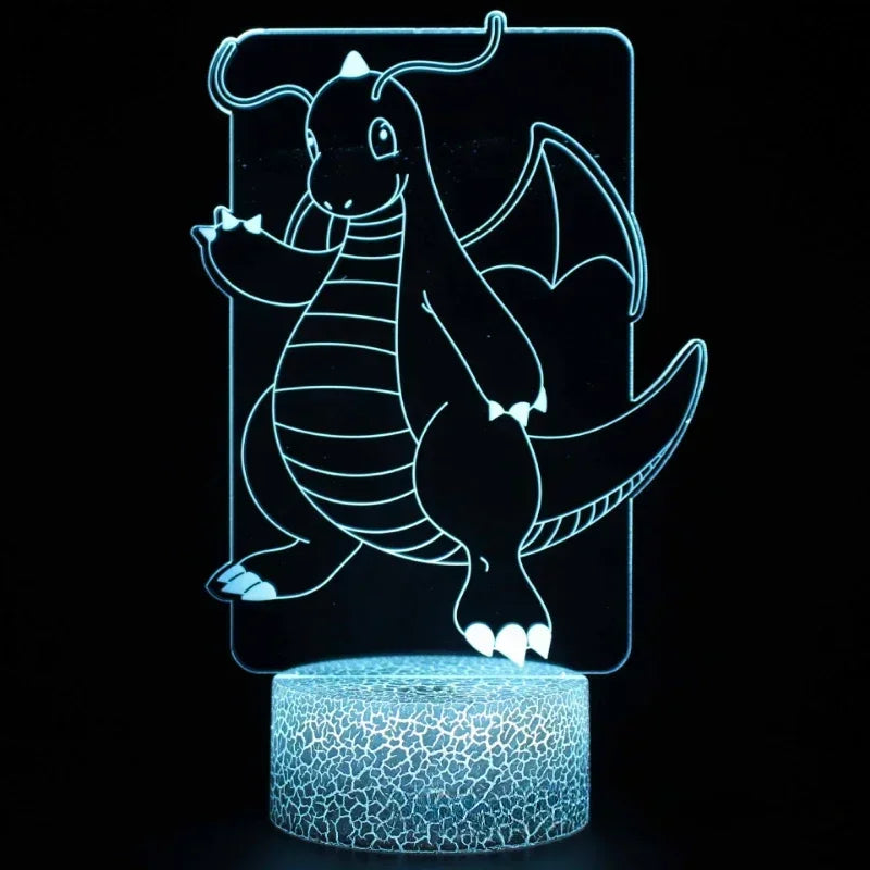 Lampe LED 3D Pokémon – 16 couleurs, télécommande & tactile