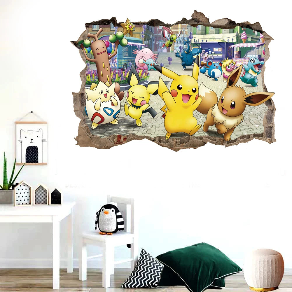Stickers Muraux Pokémon – Nouvelle Collection Effet 3D