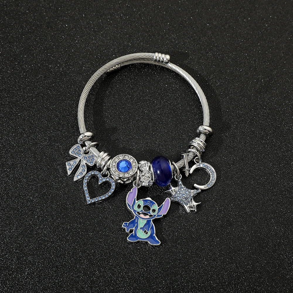 Bracelet à Breloques Stitch & Angel – Style Disney pour Femme et Fille