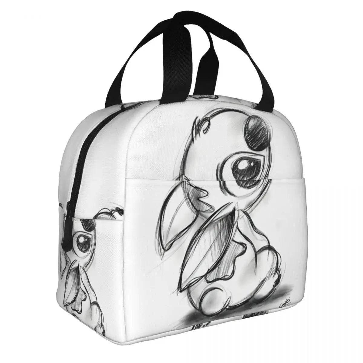 Sac Isotherme Stitch noir et blanc – Lunch Bag Léger et Résistant pour Pique-Nique et Déjeuners (22x20x13 cm)