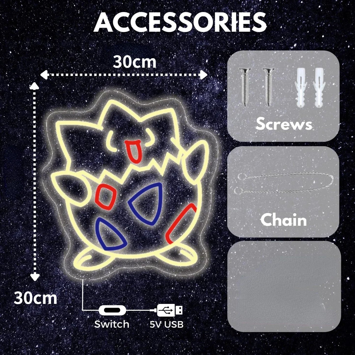 Lampe Néon LED Togepi – Décoration Murale Pokémon