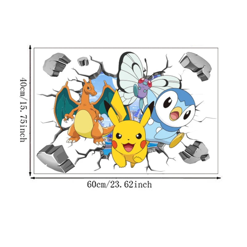 Stickers Muraux Pokémon – Nouvelle Collection Effet 3D
