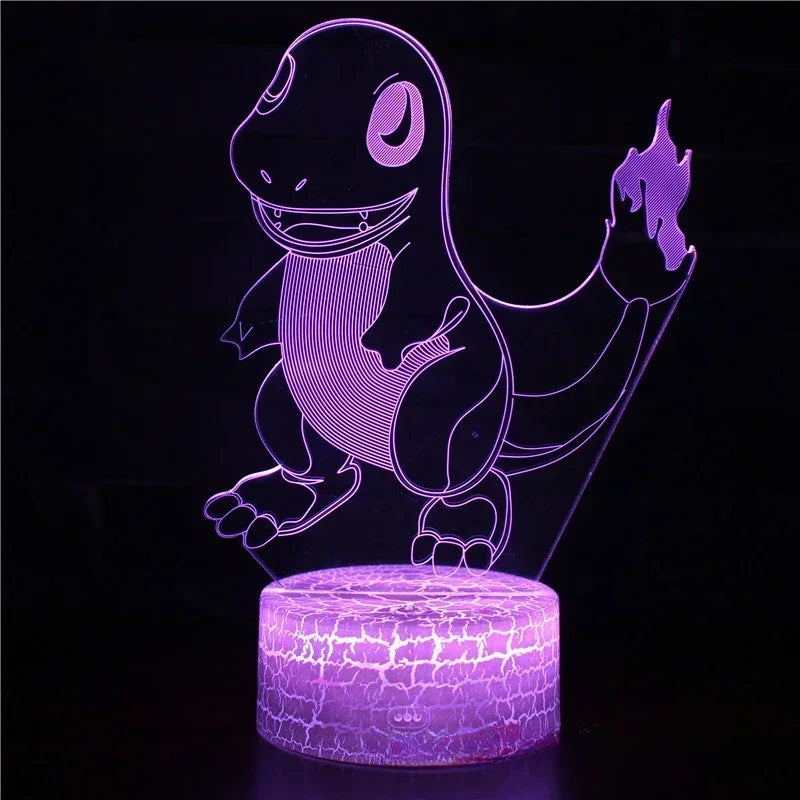 Lampe LED 3D Pokémon – 16 couleurs, télécommande & tactile