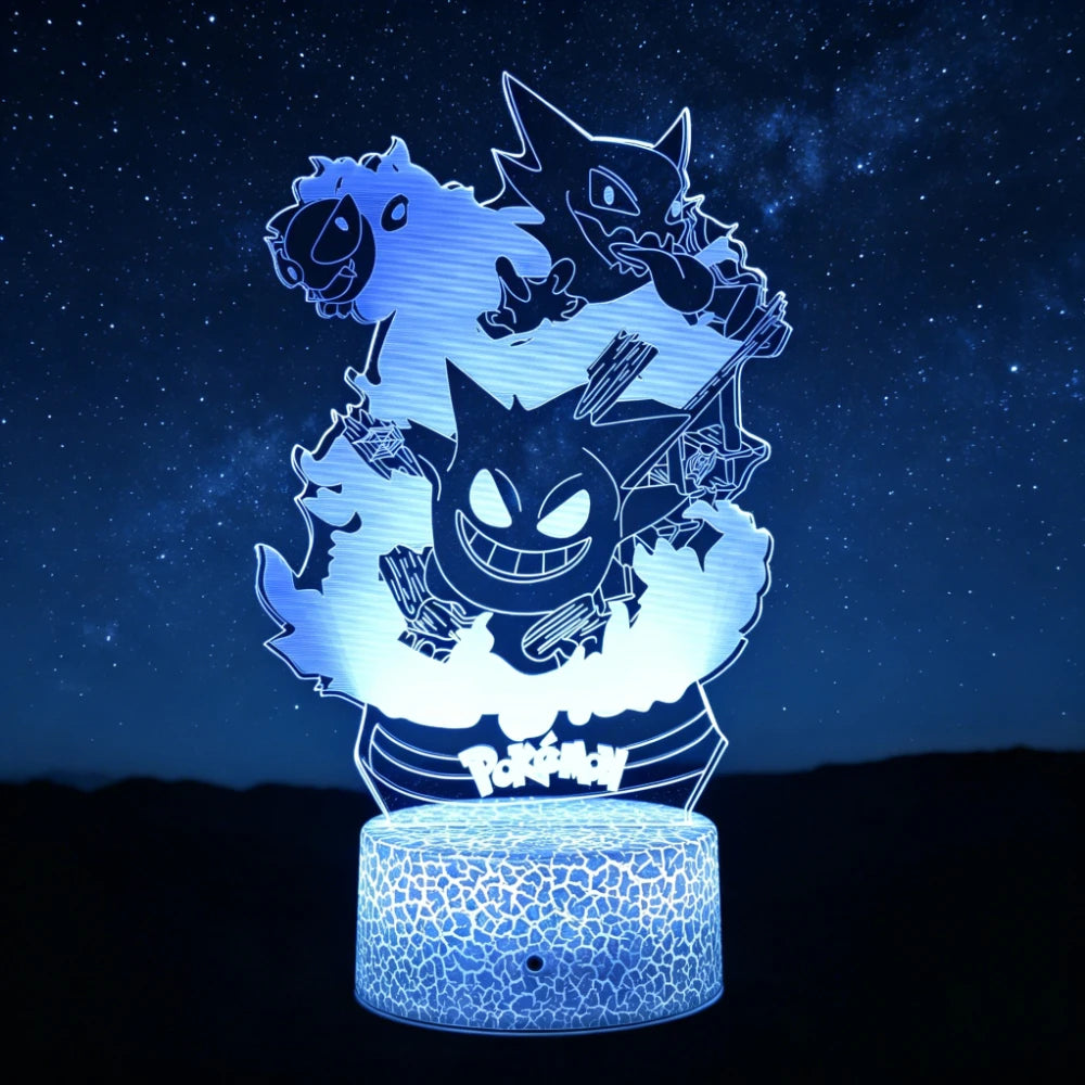 Lampe LED 3D Ectoplasma évolution Pokémon : Illuminez votre intérieur avec votre compagnon favori