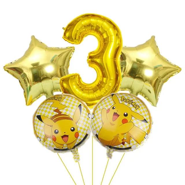 Ballons Hélium Chiffre OR Pokémon (0-9)