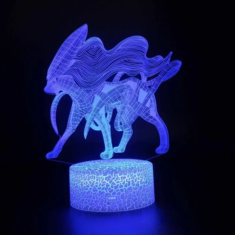 Lampe LED 3D Pokémon – 16 couleurs, télécommande & tactile