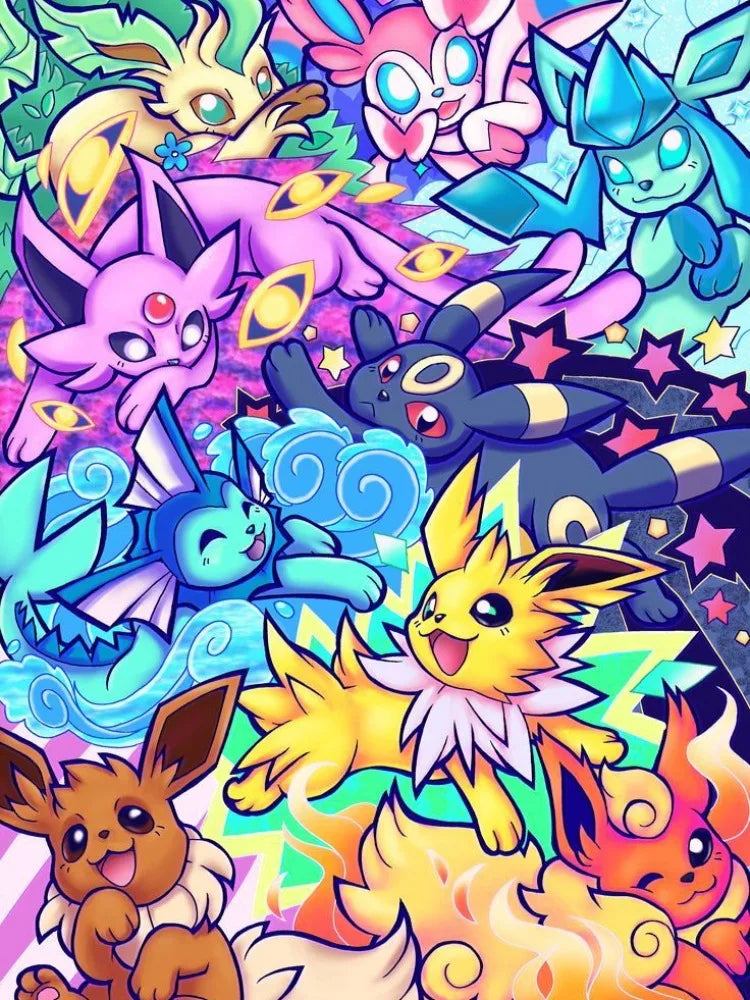 Diamond Painting Pokémon Evolitions – Diamants Ronds à Réaliser Soi-Même