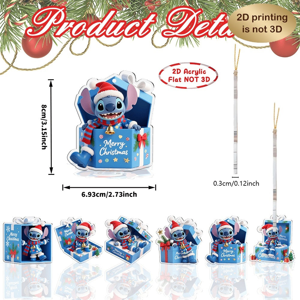 Décorations de Noël Stitch – Suspensions en Acrylique (Set de 6)