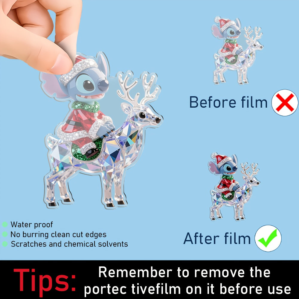 Ornement Acrylique 2D Stitch — Sun Catcher de Noël Festif