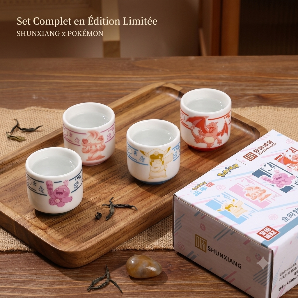 Coffret Collector 4 Tasses en Céramique Pokémon – Design Kawaii Exclusif
