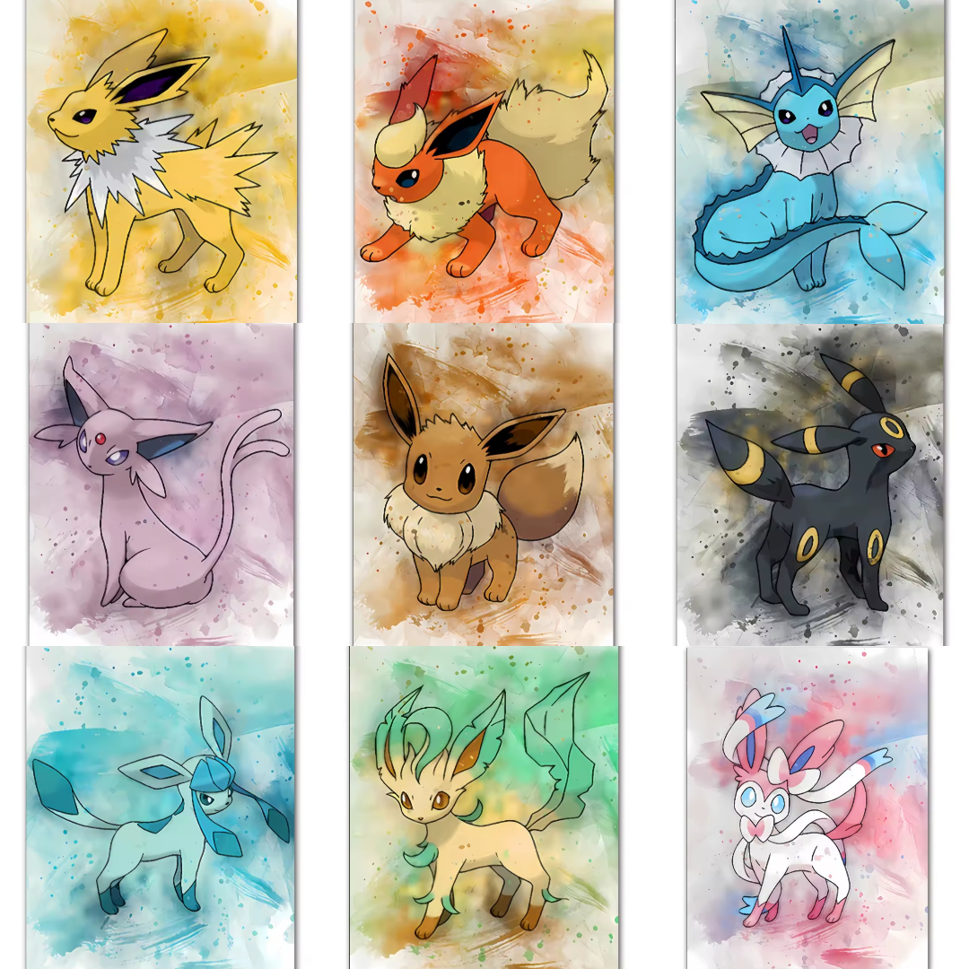 Posters Evolitions Pokémon – Décoration Murale Kawaii | Plusieurs Tailles
