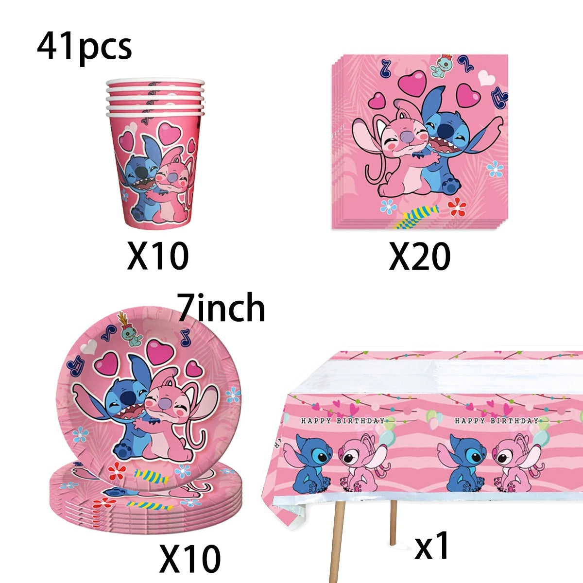 Kit de décoration anniversaire Stitch - 41 pièces
