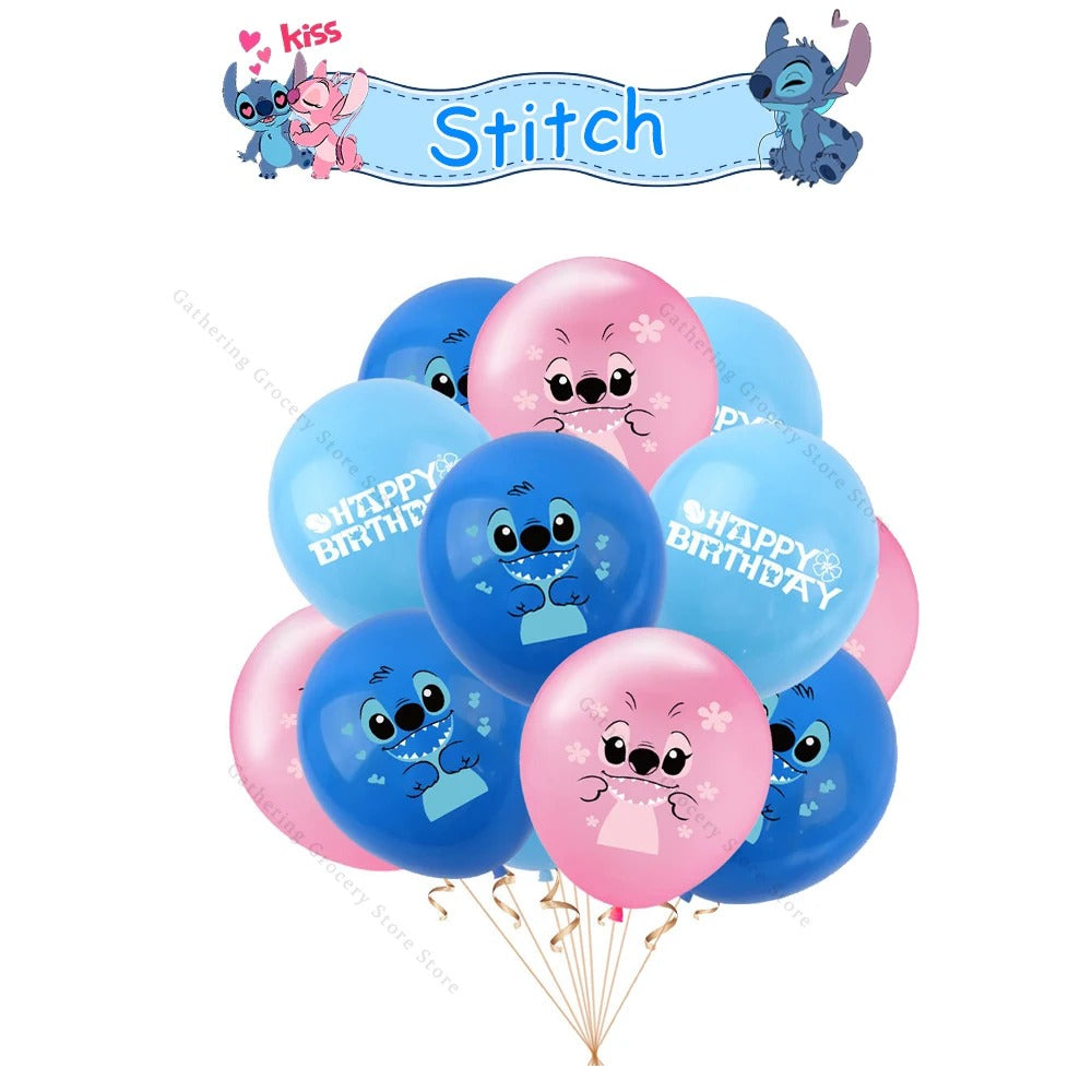 Ballons de fête Stitch et Angel mix – Lot de 12 ballons en latex pour anniversaire