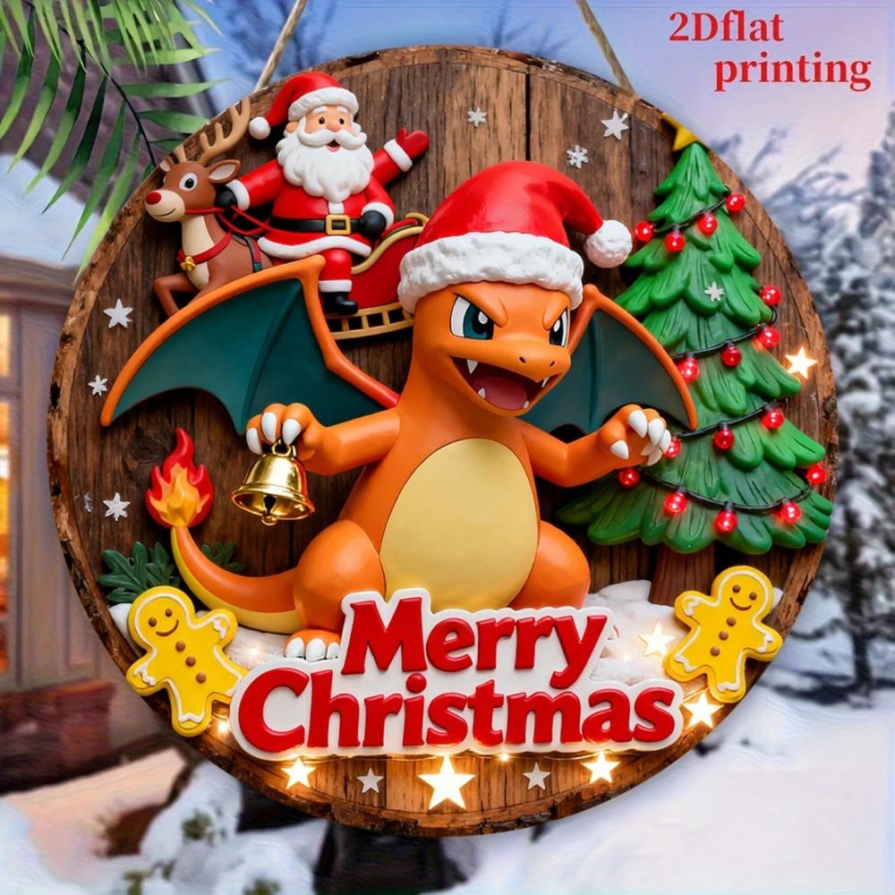 Panneau de Bienvenue Noël Pokémon – Décoration murale en bois