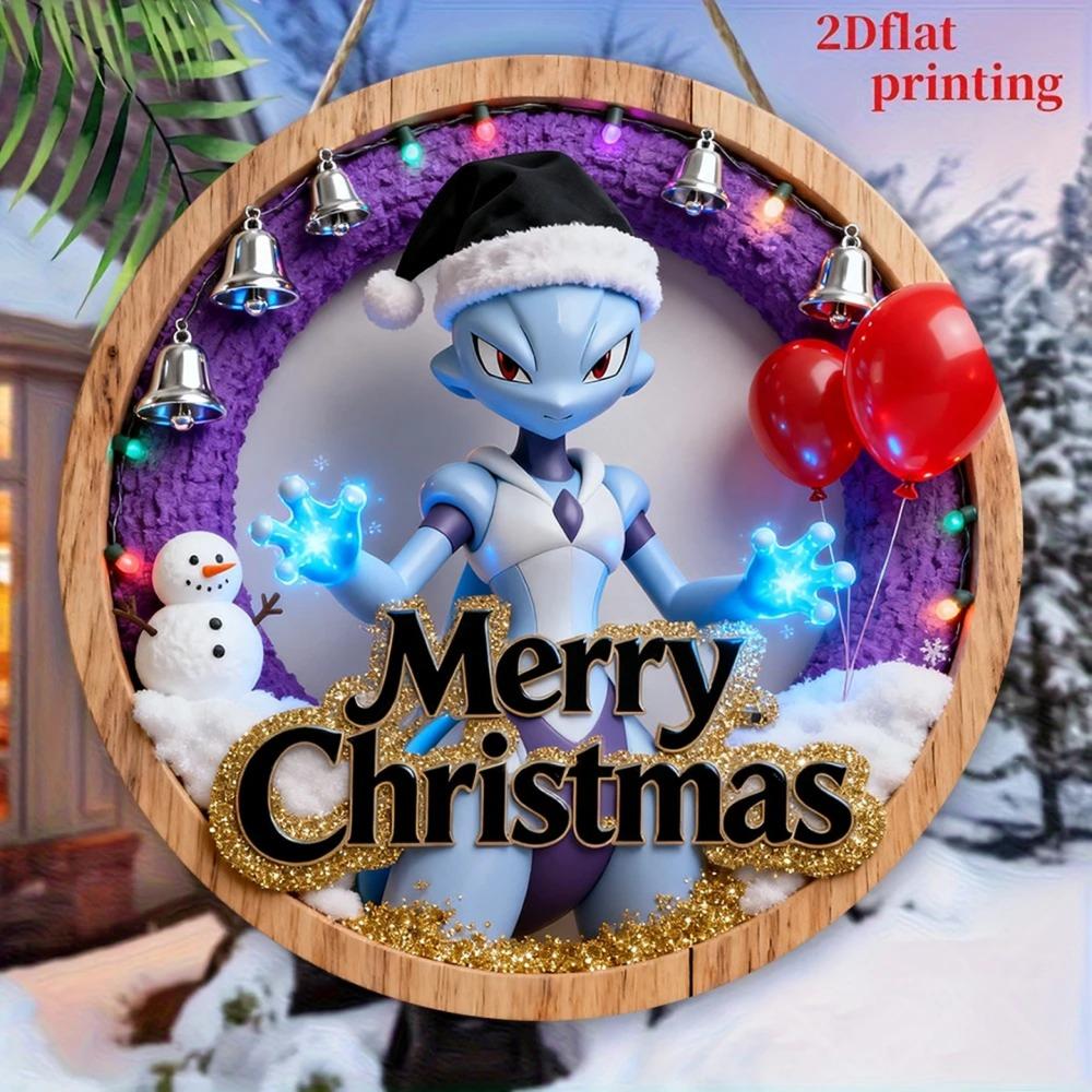 Panneau de Bienvenue Noël Pokémon – Décoration murale en bois