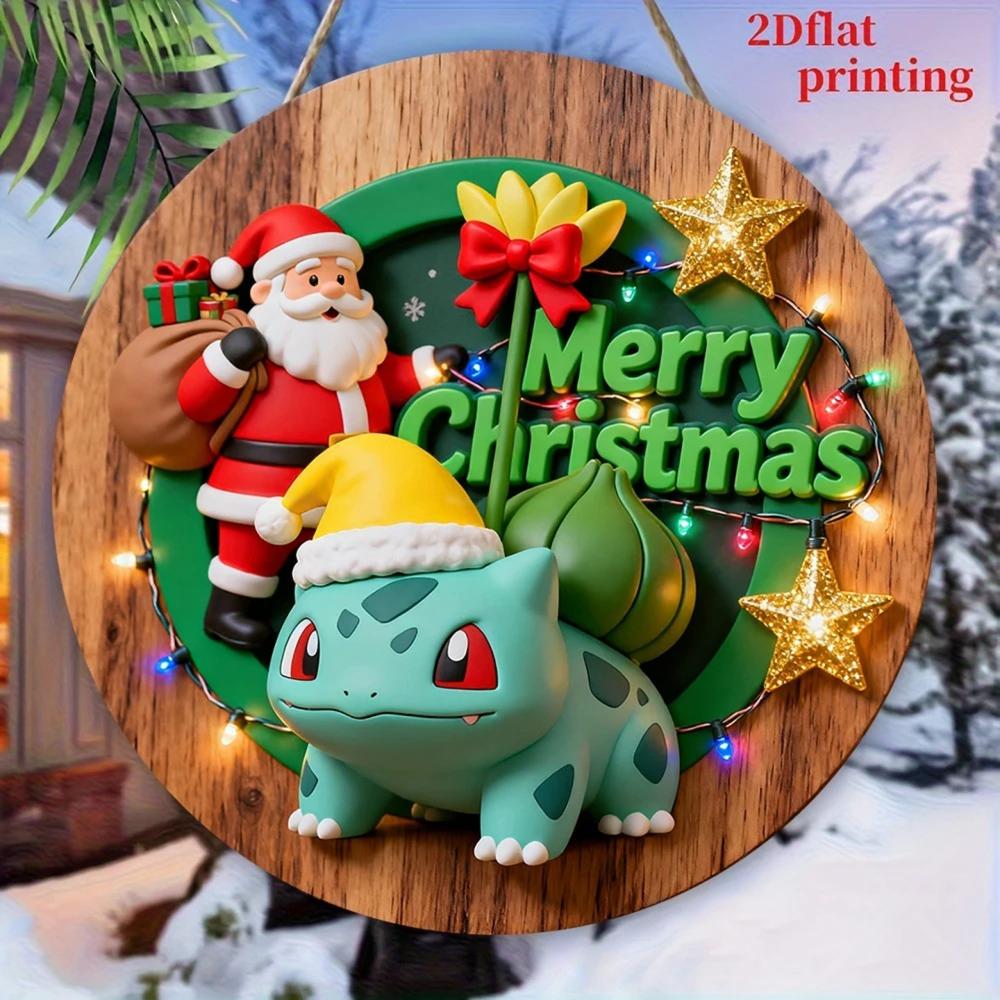 Panneau de Bienvenue Noël Pokémon – Décoration murale en bois