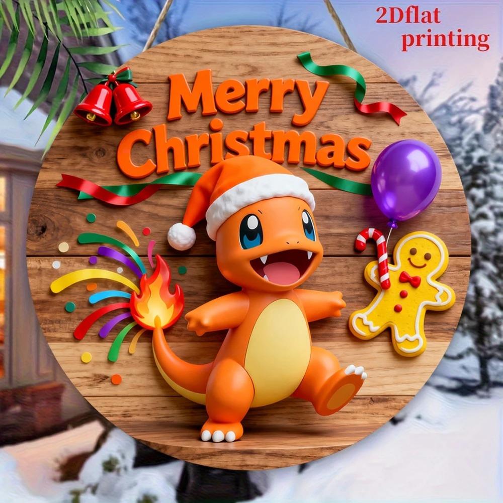 Panneau de Bienvenue Noël Pokémon – Décoration murale en bois