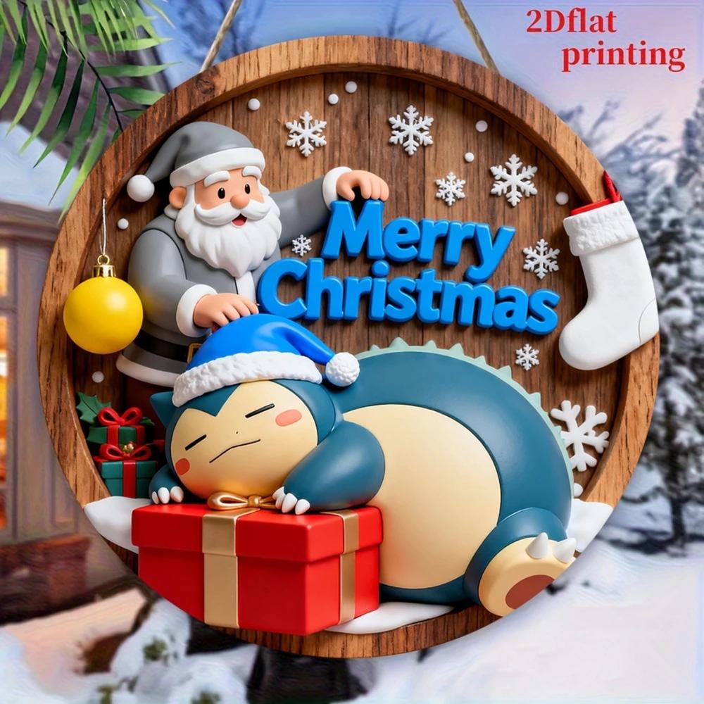 Panneau de Bienvenue Noël Pokémon – Décoration murale en bois