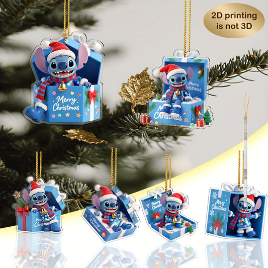 Décorations de Noël Stitch – Suspensions en Acrylique (Set de 6)