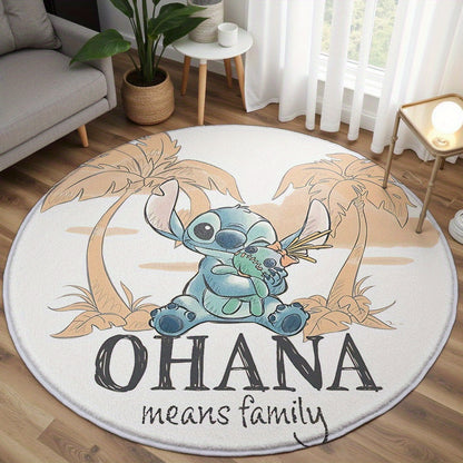 Tapis Rond Stitch “Ohana means family” – Douceur et Magie Disney