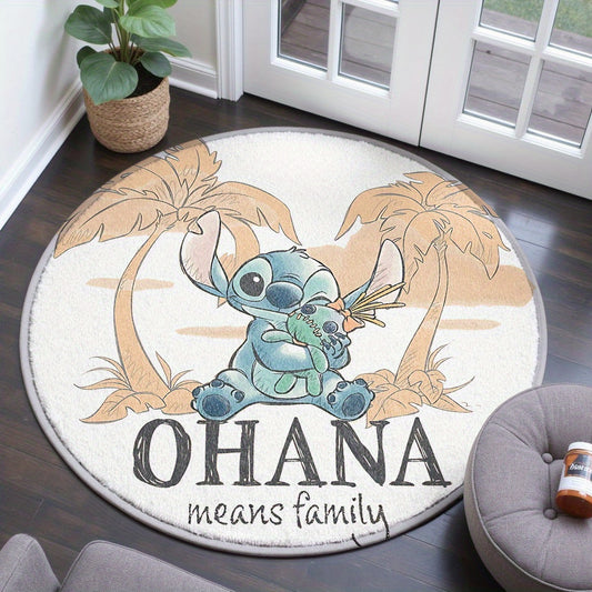 Tapis Rond Stitch “Ohana means family” – Douceur et Magie Disney