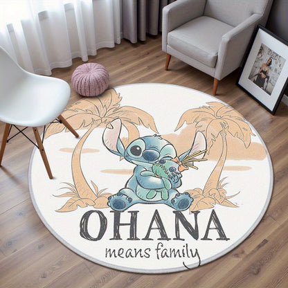 Tapis Rond Stitch “Ohana means family” – Douceur et Magie Disney