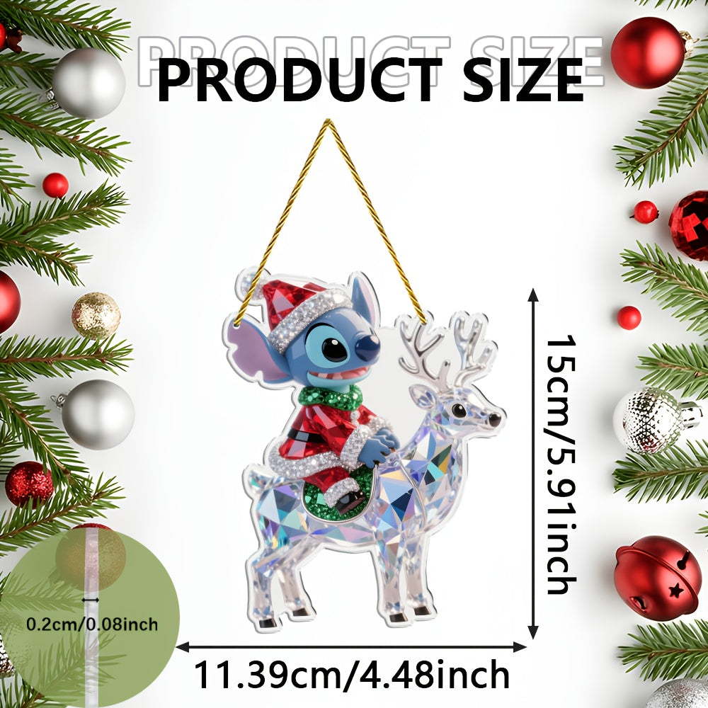 Ornement Acrylique 2D Stitch — Sun Catcher de Noël Festif