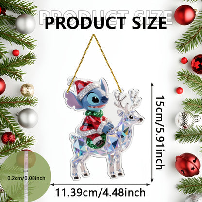 Ornement Acrylique 2D Stitch — Sun Catcher de Noël Festif