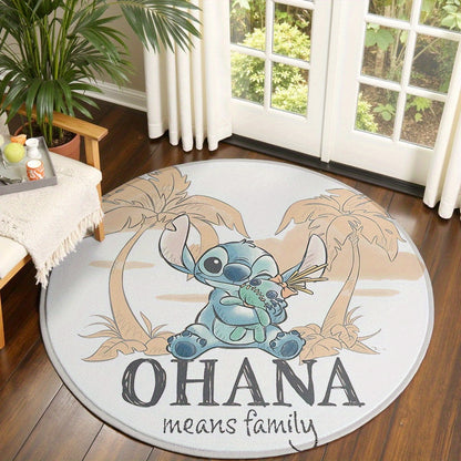 Tapis Rond Stitch “Ohana means family” – Douceur et Magie Disney