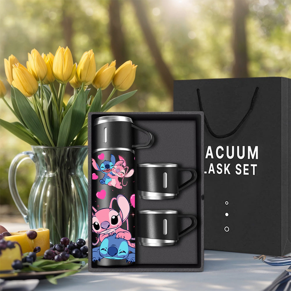 Gourde isotherme Stitch – Bouteille thermos 500 ml avec tasse intégrée