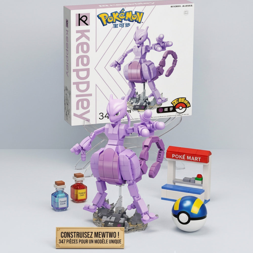 Figurine Mewtwo en Blocs de Construction – 13 x 15 x 24 cm