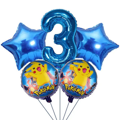 Ballons Hélium Chiffres Bleus Pokémon (0 à 9) – Fête & Anniversaire