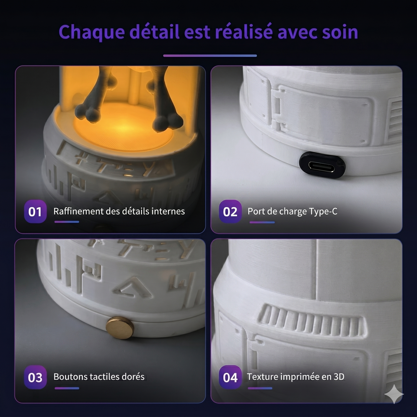 Lampe Veilleuse Pokémon Mewtwo – Capsule de Sommeil Violette – Éclairage LED Ambient