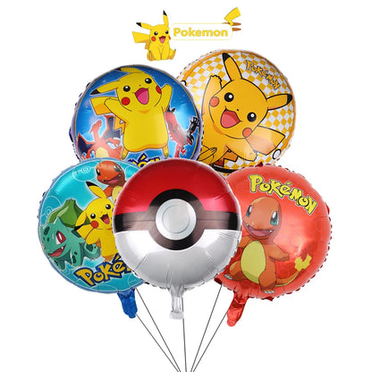 Ballons Pokémon en Aluminium – Lot de 5 Ballons 45cm