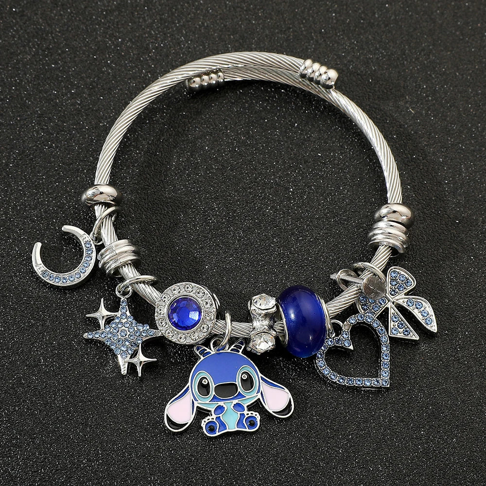 Bracelet à Breloques Stitch & Angel – Style Disney pour Femme et Fille