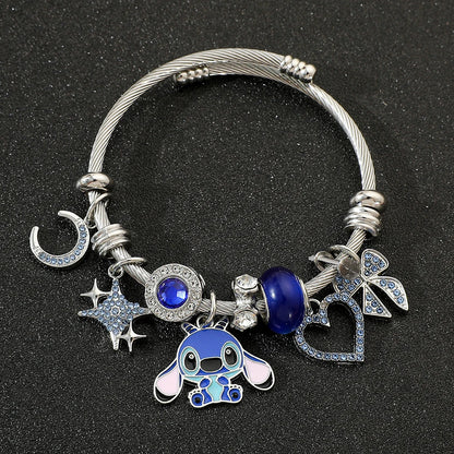 Bracelet à Breloques Stitch & Angel – Style Disney pour Femme et Fille