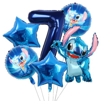 Stitch Birthday Balloon Kit - Blue Numbers (1 to 13) - Pack of 6 Balloons