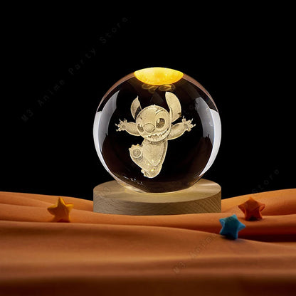 3D Crystal Ball LED Night Light - Stitch