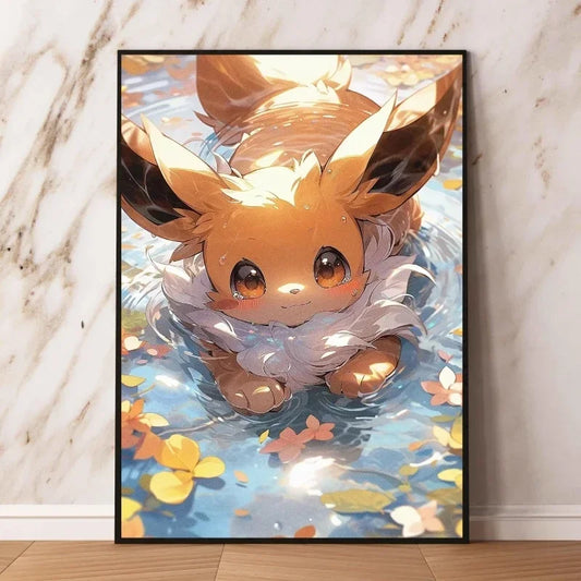 Kit Complet Diamond Painting Evoli – Tableau Diamant à Créer Pokémon(Toile Vierge & Accessoires)