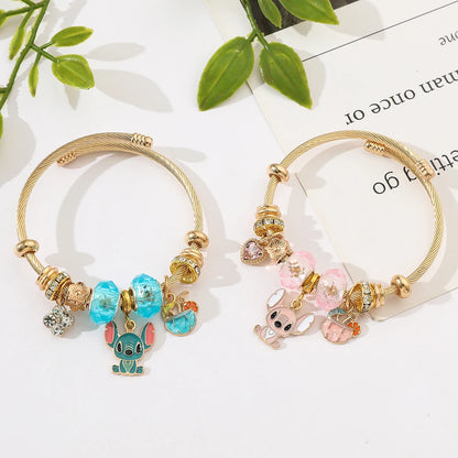 Bracelet à Breloques Stitch & Angel – Style Disney pour Femme et Fille