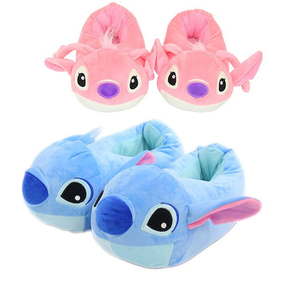 Pantoufles Stitch & Angel en Peluche – Disney Kawaii Antidérapantes