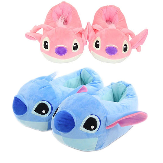Pantoufles Stitch & Angel en Peluche – Disney Kawaii Antidérapantes
