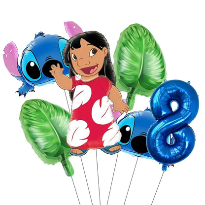 Pack Déco Anniversaire Lilo & Stitch – Chiffre au Choix & Ballons Thématiques Bleu