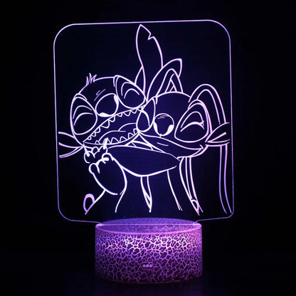 Veilleuse LED 3D Stitch – 16 couleurs avec télécommande