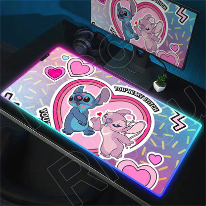 Tapis de bureau LED RGB Stitch – Accessoire gaming lumineux