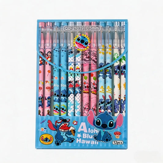 Coffret de 12 Stylos Gel – Édition Stitch