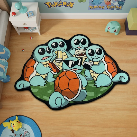 Tapis Pokémon Gang des Carapuces – Tapis de sol décoratif pour fans de Pokémon