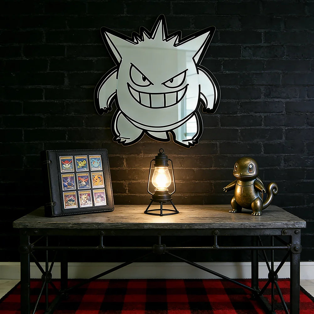 Miroir Mural Pokémon Décoratif – Design 3D Ectoplasma pour Chambre & Salon