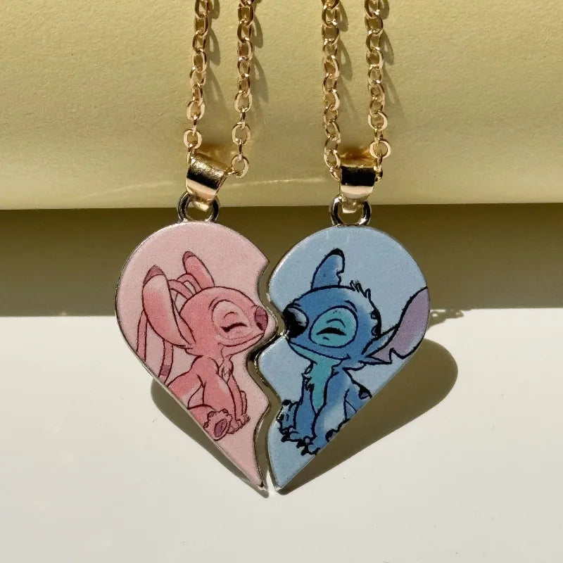 Collier Magnétique Couple Lilo & Stitch – Version Or ou Argent